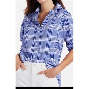Grayson The Hero Button Up Long Sleeve Shirt Womens 2-Small Plaid Blue Classic